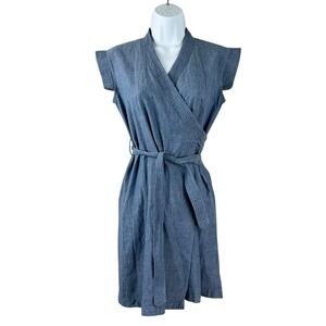 Soeur Wrap Dress Womens Size 38 Blue Wash Denim Midi French Brand